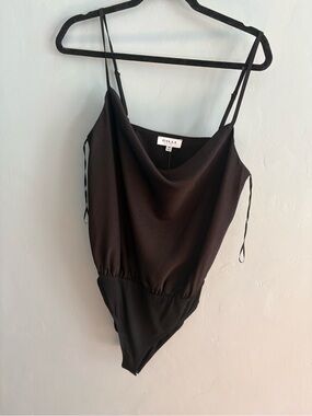 Gilli Black Cowl Neck Spaghetti Strap Bodysuit